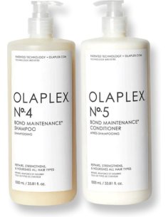 Olaplex Bond Maintenance No. 4 & No. 5 Duo 1000ml – Shampoo + Herstellende Conditioner voor Beschadigd Haar, Salonformaat 1L