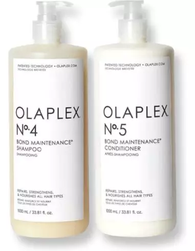 Olaplex Bond Maintenance No. 4 & No. 5 Duo 1000ml – Shampoo + Herstellende Conditioner voor Beschadigd Haar, Salonformaat 1L