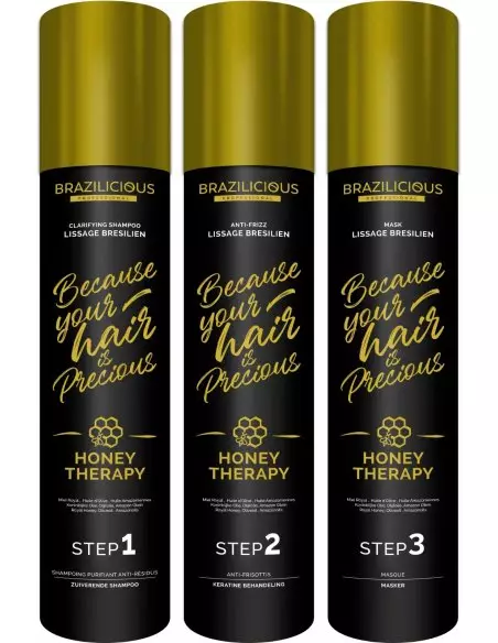 BraziliCious Honey Therapy 3 x 1 l - Keratine Behandeling nr. 1 aanbevolen door Sabelle
