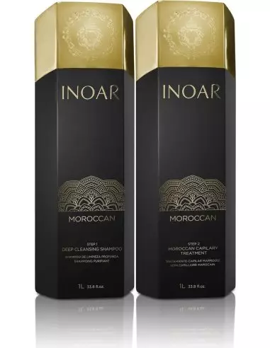 Inoar Moroccan 2 x 1 L - Braziliaanse gladmakende behandeling voor moeilijk haar, krullend en pluizig haar