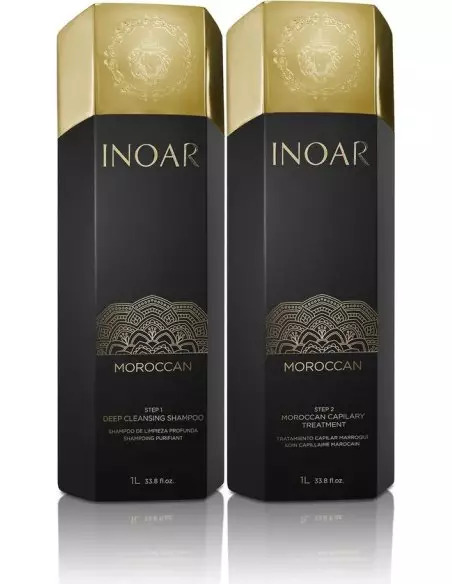 Inoar Moroccan 2 x 1 L - Braziliaanse gladmakende behandeling voor moeilijk haar, krullend en pluizig haar