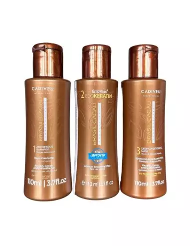 Cadiveu Brasil Cacau Ecokeratine 3 x 110 ml - Keratine behandeling - Glad en glanzend haar