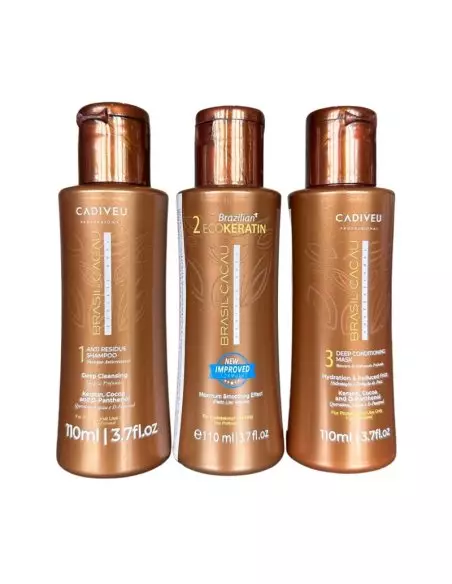 Cadiveu Brasil Cacau Ecokeratine 3 x 110 ml - Keratine behandeling - Glad en glanzend haar