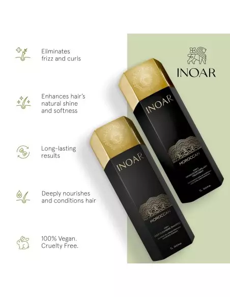 Inoar Moroccan 2 x 1 L - Braziliaanse gladmakende behandeling voor moeilijk haar, krullend en pluizig haar voor kappers