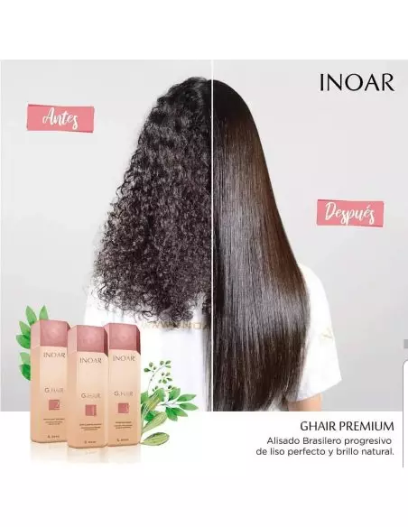 Inoar G.Hair 2 x 1 l Set Keratine behandeling - Keratine behandeling voor kappers voor steil & zacht haar voor 6 maanden