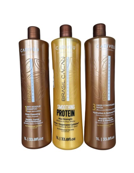 CADIVEU SMOOTHING PROTEIN 3 x 1 L - Keratine Behandeling - Glad, Glanzend en Beheerst Haar