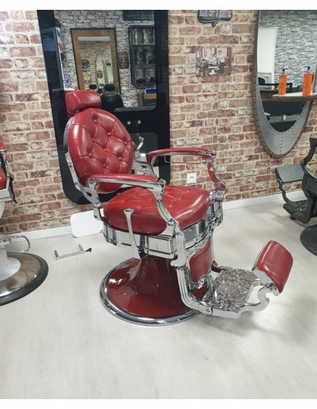 Mirplay KIRK Vintage kappersstoel, rood | Professionele hydraulische kappersstoel