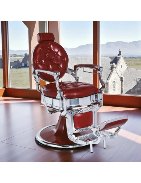 Mirplay KIRK Vintage kappersstoel, rood | Professionele hydraulische kappersstoel