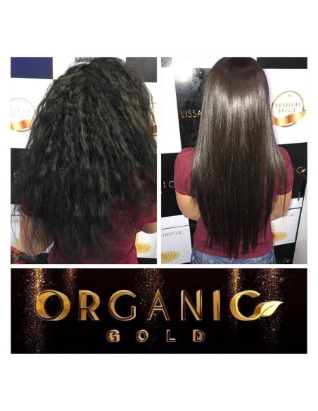Organic Gold 3 x 1 L - Professionele set  Braziliaanse keratinebehandeling voor weerbarstig haar voor kappers en salons