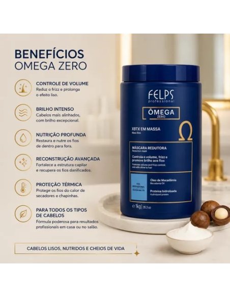 Felps Omega Zero BTX 1kg - Intensieve Braziliaanse behandeling voor kappers - Langdurig resultaat en prachtig haar