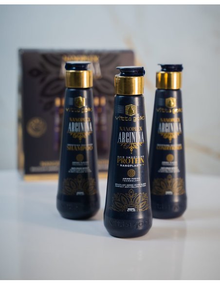 VITTA GOLD Nanoplex Arginina Intro Set 3 x200ml: Professionele Braziliaanse keratine behandeling met arginine voor glad haar