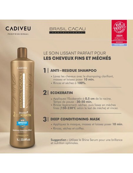 Cadiveu Brasil Cacau stap 2 ecokeratin - Ultra effectieve Braziliaanse keratine Behandeling - Glad en glanzend resultaat