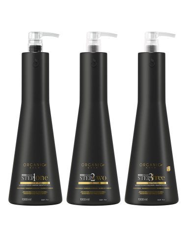 Organic Gold 3 x 1 L - Braziliaanse keratinebehandeling voor weerbarstig haar, voor kappers